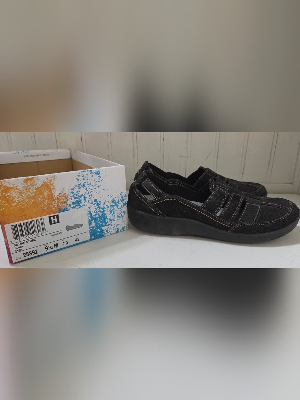 Cloudsteppers by Clarks Sillian Stork Women's 9.5 Black Slip-On Comfort Shoes